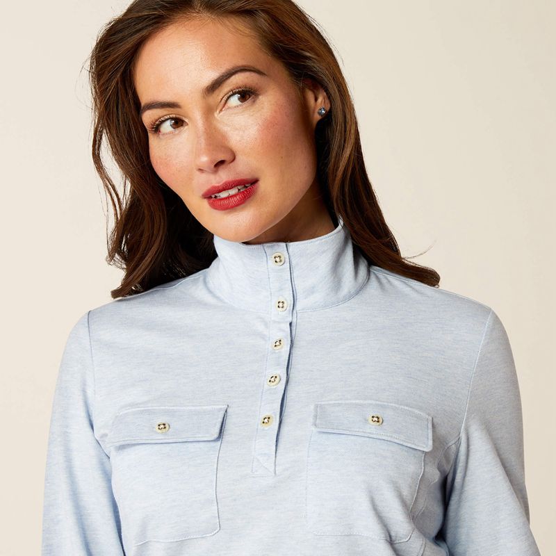 Chambray Blue Heather Ariat Hillcoombe Top | 27IOAXCWR