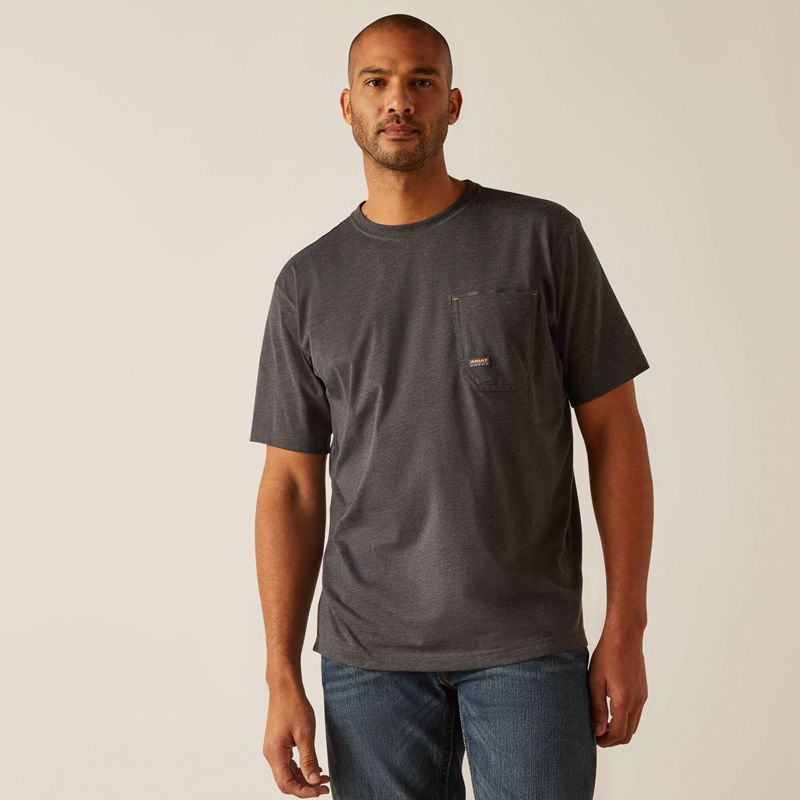 Charcoal/Mexico Ariat Rebar Workman Born For This T-Shirt | 24KENPAZD