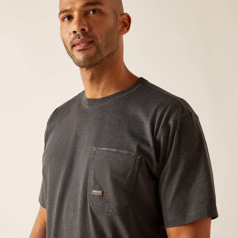 Charcoal/Mexico Ariat Rebar Workman Born For This T-Shirt | 24KENPAZD