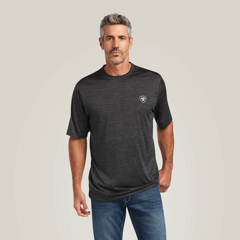 Charcoal Ariat Charger Vertical Flag Tee | 64YZDLQVG