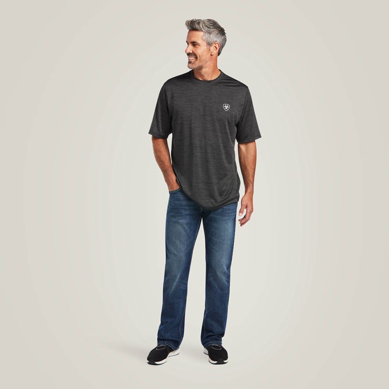 Charcoal Ariat Charger Vertical Flag Tee | 64YZDLQVG