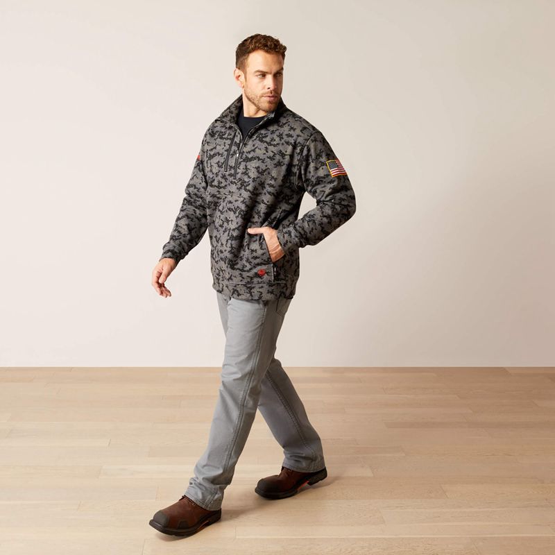 Charcoal Digi Camo Ariat Fr Durastrech Fleece 1/2 Zip Job Shirt | 80RLUJNQB