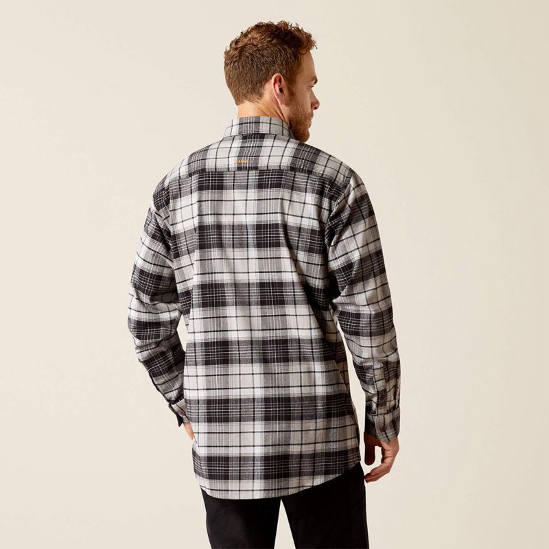 Charcoal Grey Ariat Rebar Flannel Durastretch Work Shirt | 52ZHJYMSV