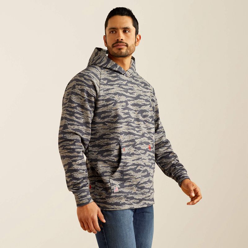 Charcoal Grey Camo Ariat Fr Smoke Hoodie | 89KECTYHL