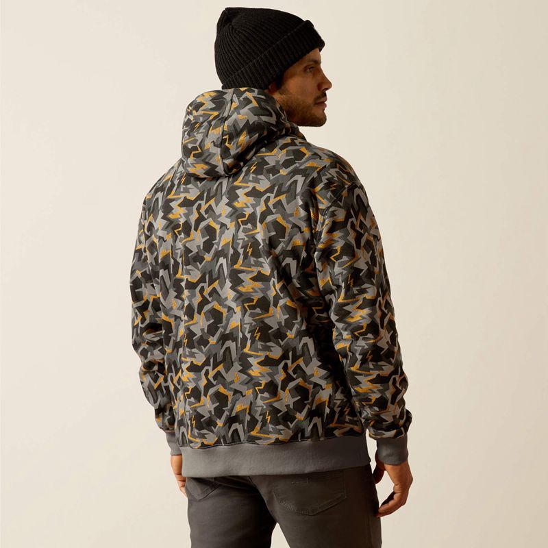 Charcoal Grey Camo Ariat Rebar Workman Shard Hoodie | 59CTLMDGW