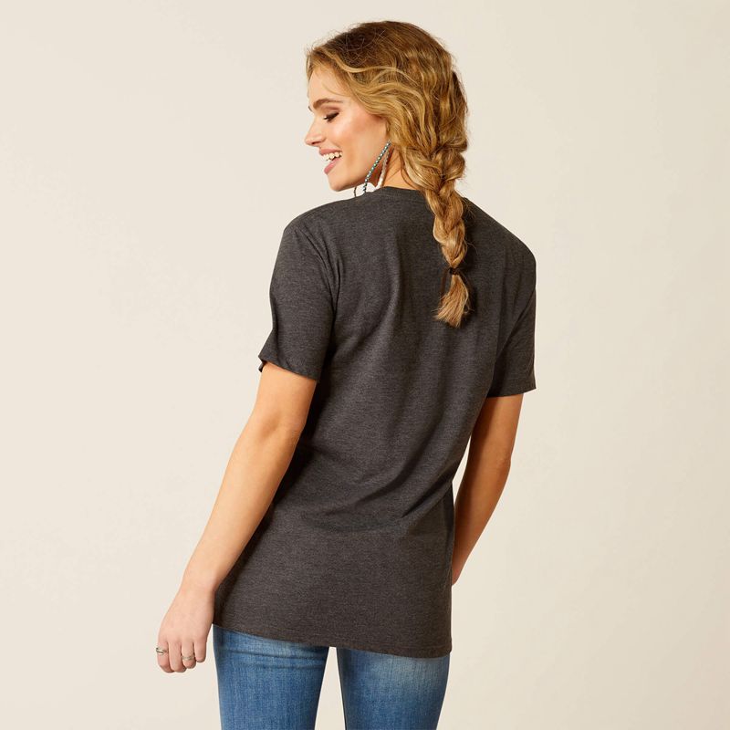 Charcoal Heather Ariat Barrel Beauty T-Shirt | 12JKWFHQU