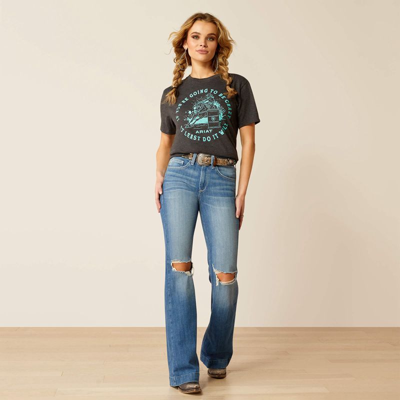 Charcoal Heather Ariat Barrel Beauty T-Shirt | 12JKWFHQU