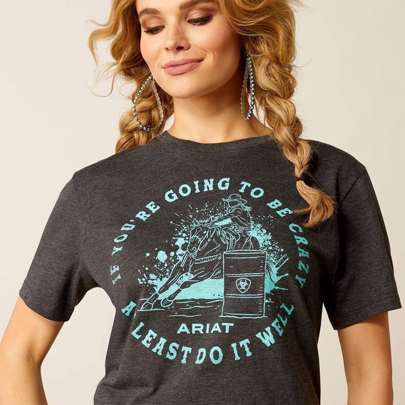 Charcoal Heather Ariat Barrel Beauty T-Shirt | 12JKWFHQU