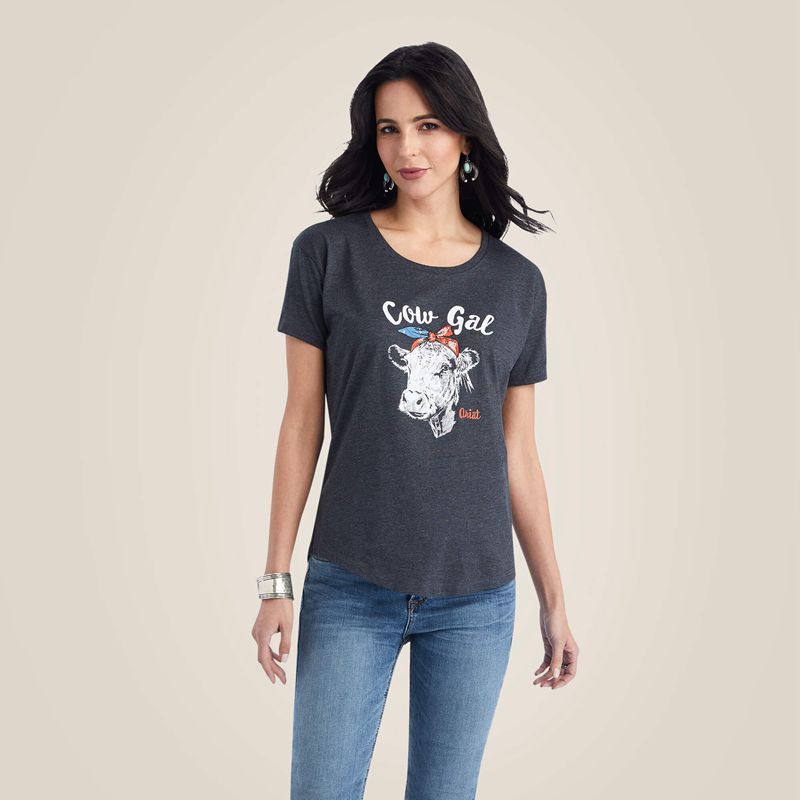 Charcoal Heather Ariat Cow Gal Tee | 18CZLJYTU