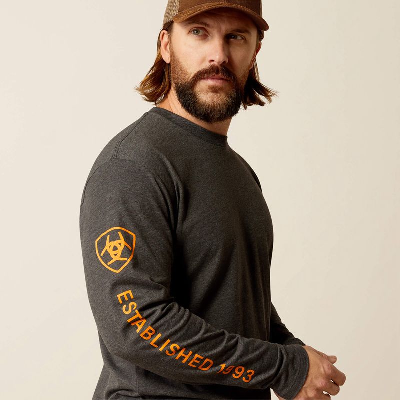 Charcoal Heather Ariat Elevated V2 T-Shirt | 15ZRPBMXS