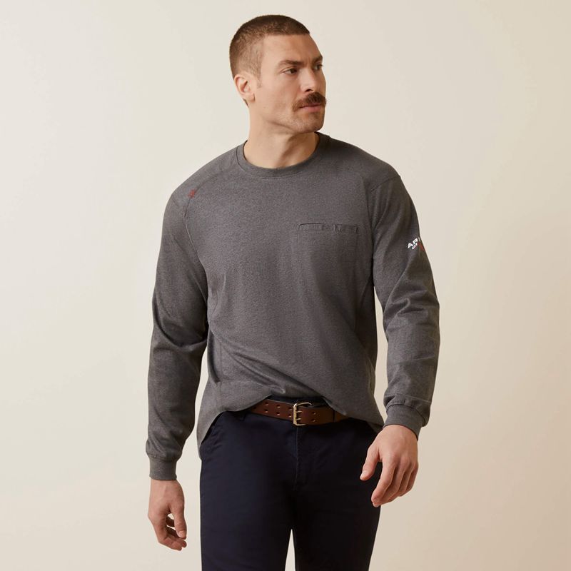 Charcoal Heather Ariat Fr Air True Grit T-Shirt | 40GLXUBYS