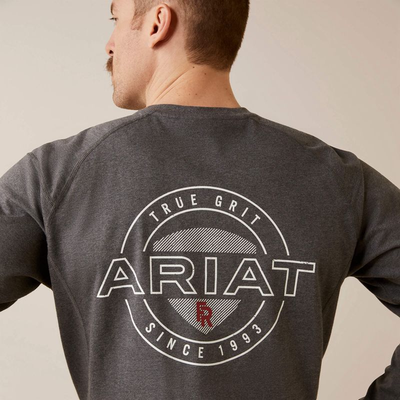 Charcoal Heather Ariat Fr Air True Grit T-Shirt | 40GLXUBYS