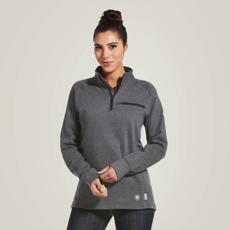 Charcoal Heather Ariat Fr Rev 1/4 Zip Top | 31MBSXPUF