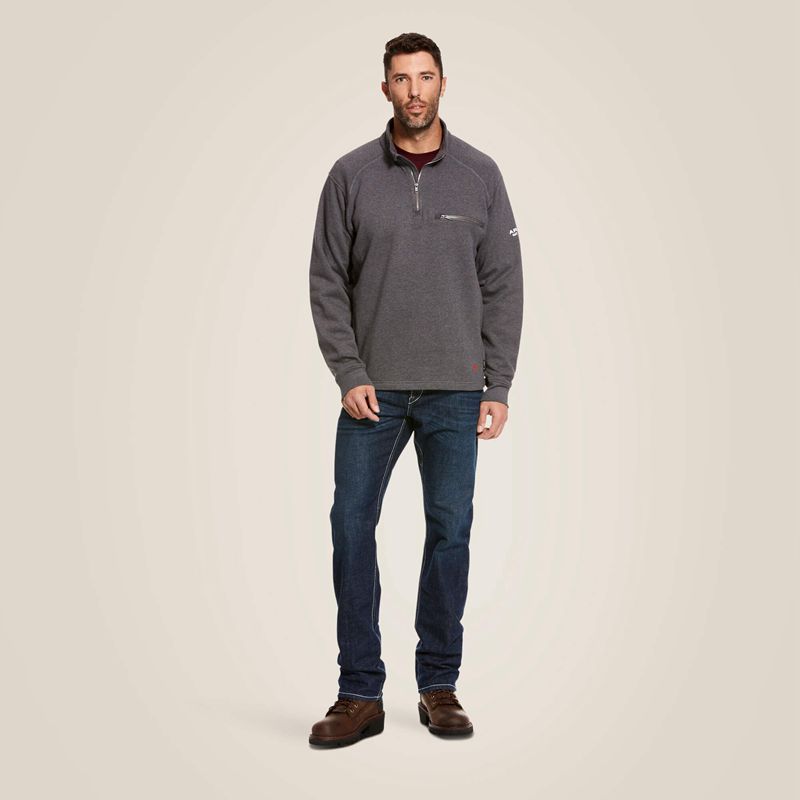 Charcoal Heather Ariat Fr Rev 1/4 Zip Top | 21OULGWIN