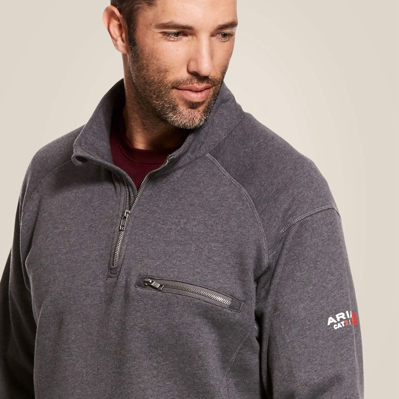 Charcoal Heather Ariat Fr Rev 1/4 Zip Top | 21OULGWIN