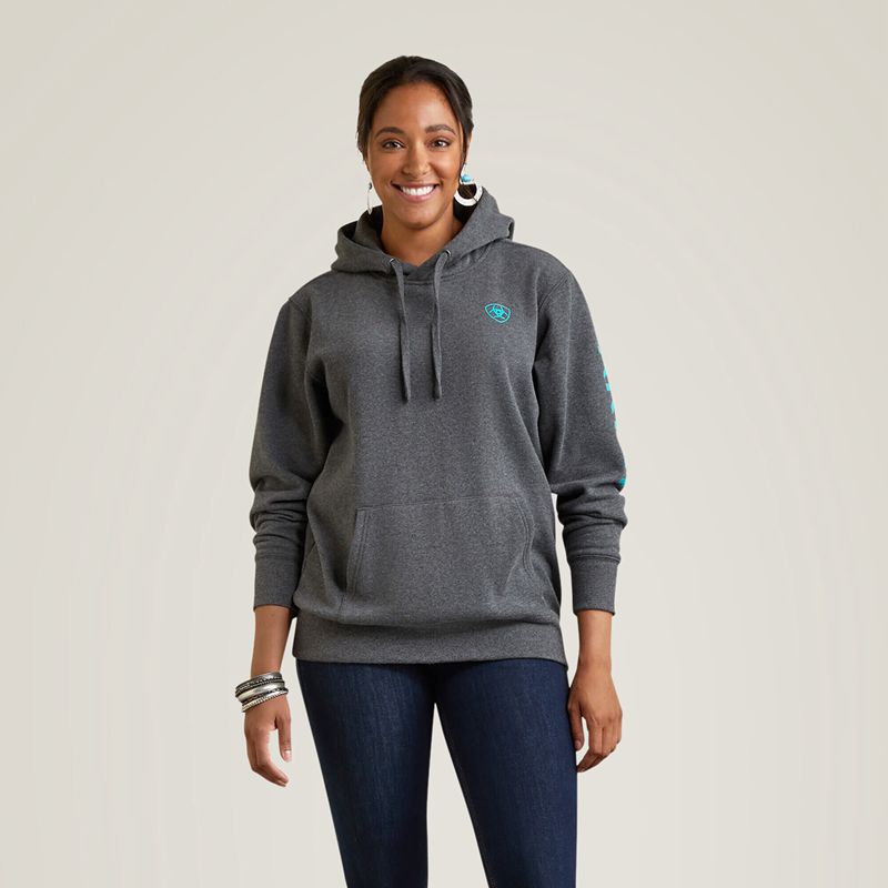 Charcoal Heather Ariat Logo Hoodie | 45QTWALKS