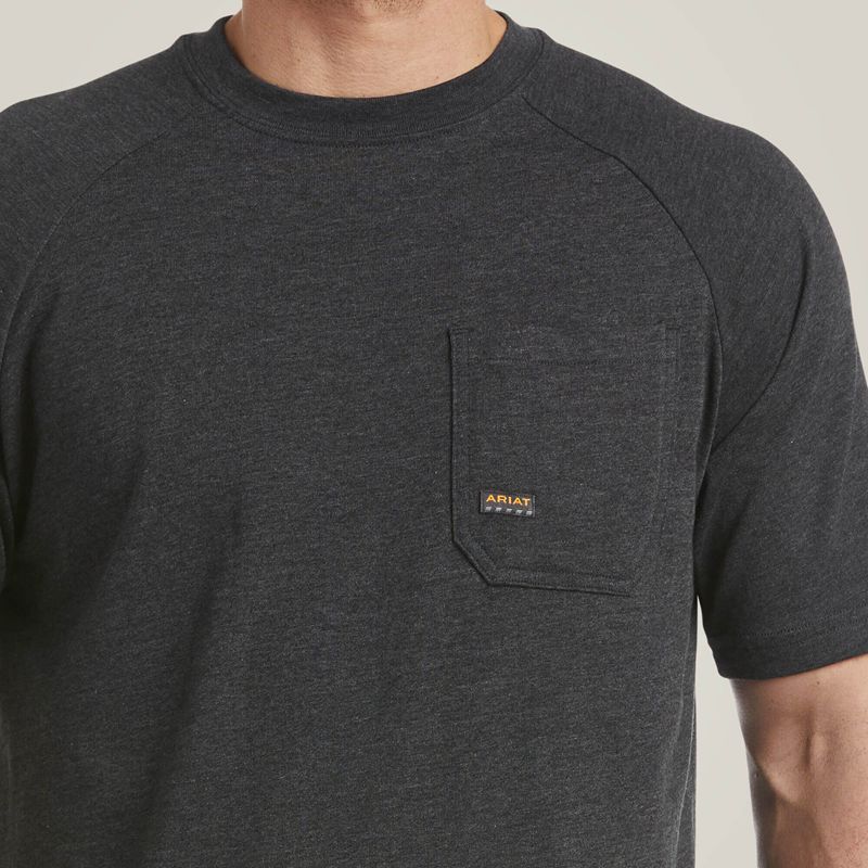 Charcoal Heather Ariat Rebar Cotton Strong T-Shirt | 04JIHOZXS