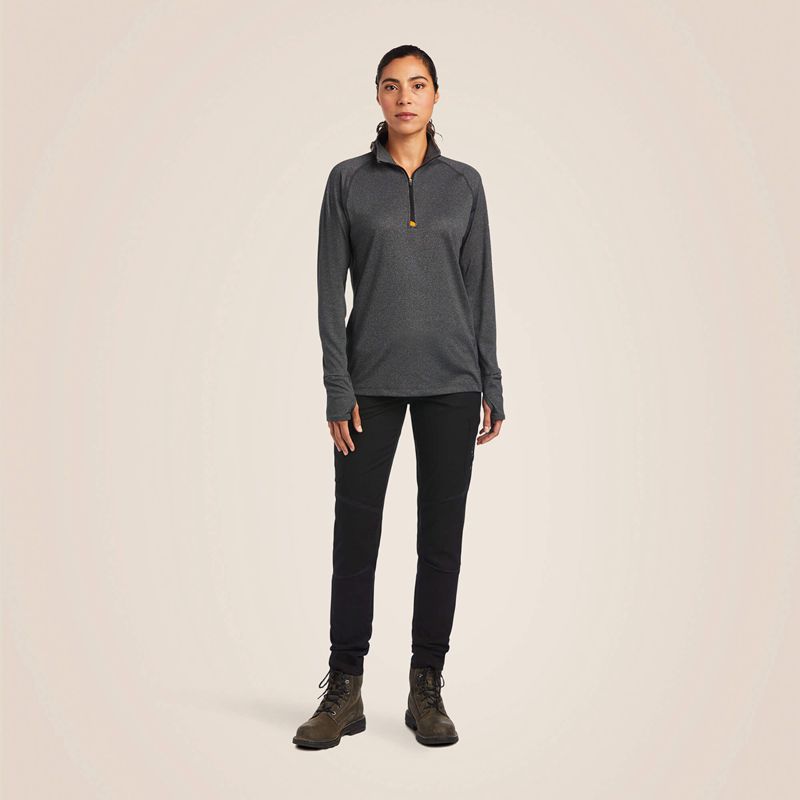 Charcoal Heather Ariat Rebar Polartec Elite ¼ Zip Baselayer | 92IWERPLK