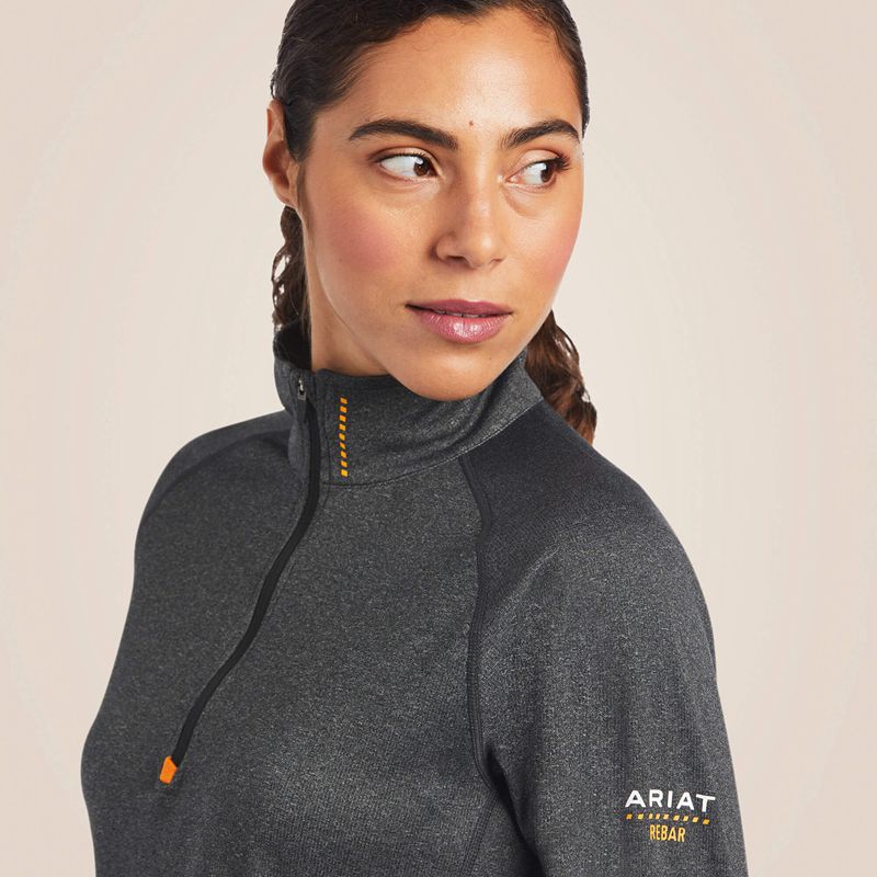 Charcoal Heather Ariat Rebar Polartec Elite ¼ Zip Baselayer | 92IWERPLK