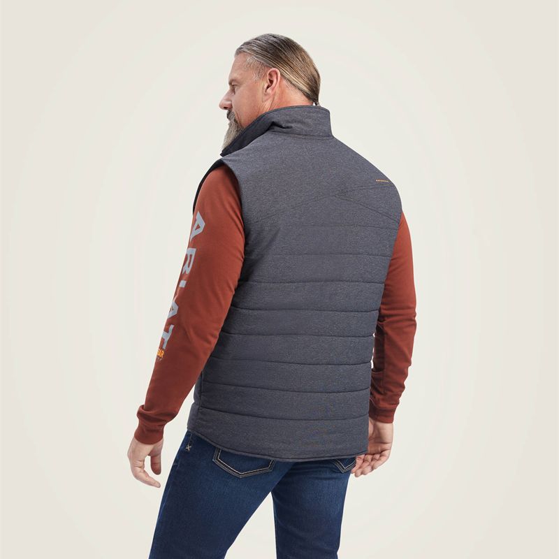 Charcoal Heather Ariat Rebar Valiant Stretch Canvas Water Resistant Insulated Vest | 91MOUDVNH