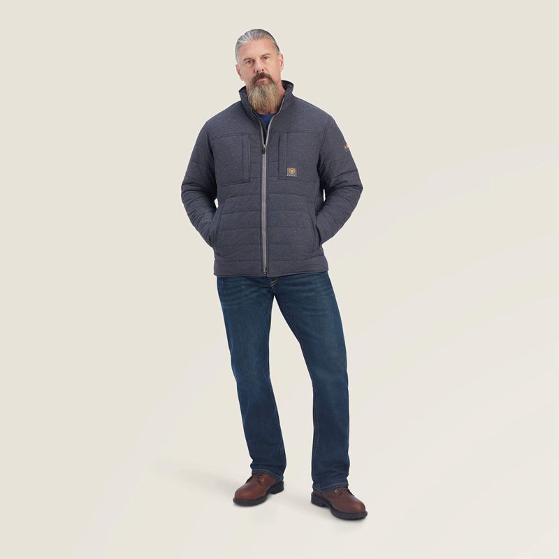 Charcoal Heather Ariat Rebar Valiant Stretch Canvas Water Resistant Insulated Jacket | 01VAOWUTL