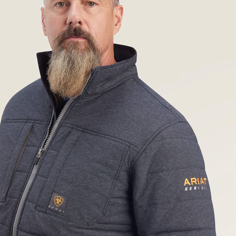 Charcoal Heather Ariat Rebar Valiant Stretch Canvas Water Resistant Insulated Jacket | 01VAOWUTL