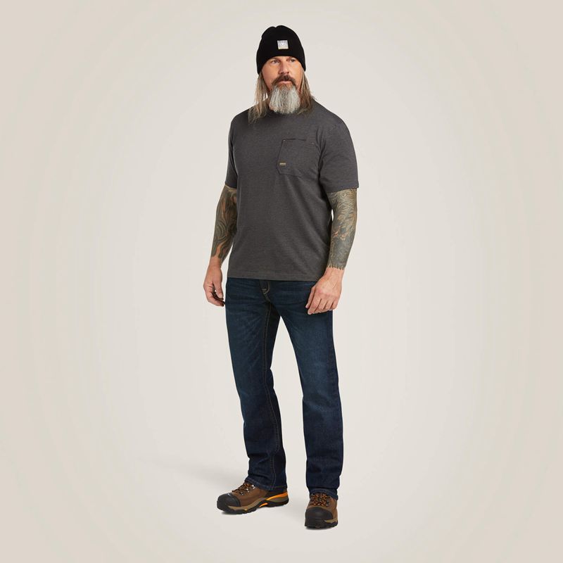 Charcoal Heather Ariat Rebar Workman Full Cover T-Shirt | 73KZMUBIV