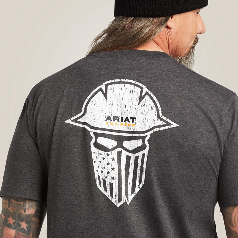 Charcoal Heather Ariat Rebar Workman Full Cover T-Shirt | 73KZMUBIV