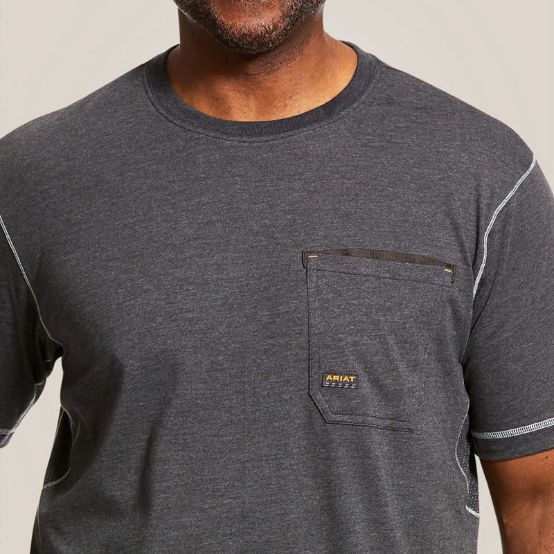 Charcoal Heather Ariat Rebar Workman T-Shirt | 67SEQZAOR