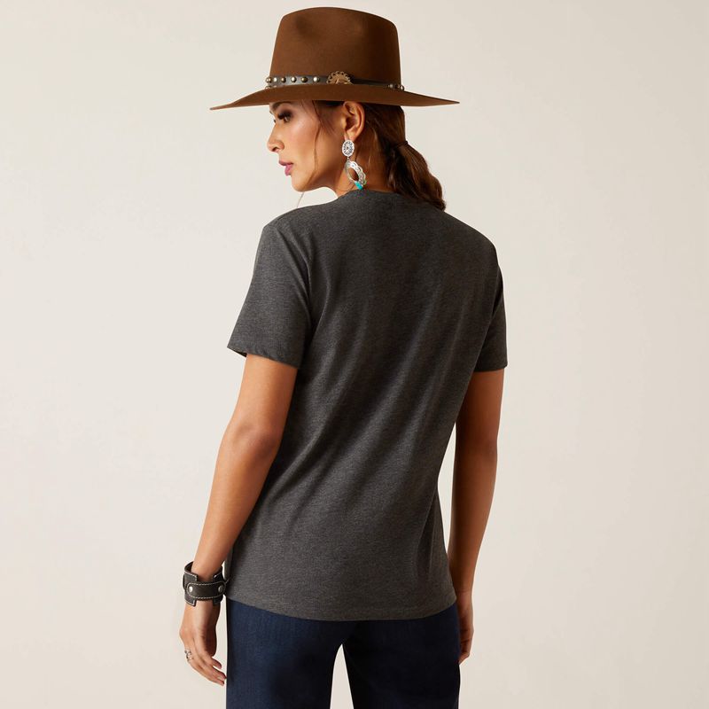 Charcoal Heather Ariat Sendero King Cow T-Shirt | 41TFPDYNB