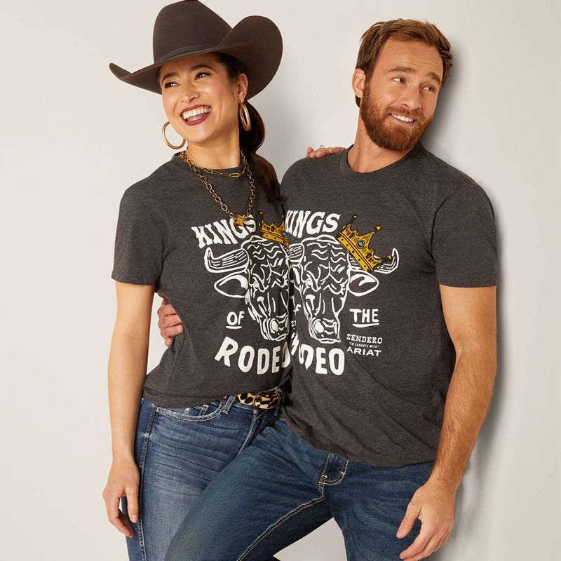 Charcoal Heather Ariat Sendero King Cow T-Shirt | 41TFPDYNB