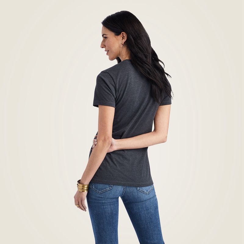 Charcoal Heather Ariat Wheat Script Tee | 80IVJAFMH