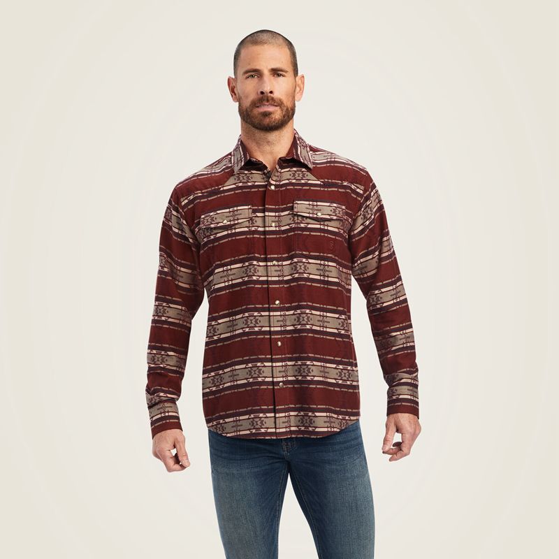 Cherry Mahogany Ariat Hendrie Retro Fit Shirt | 26NXAEWTR