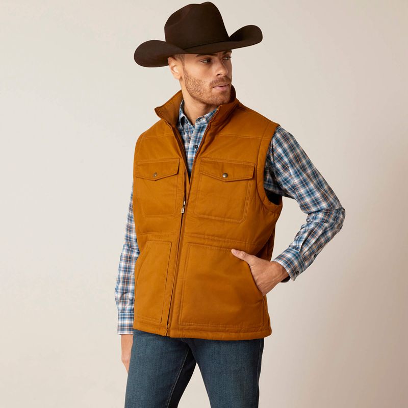 Chestnut Ariat Grizzly 2.0 Canvas Conceal And Carry Vest | 63FIOSPAY