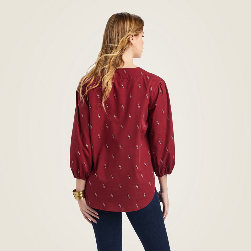 Chimayo Dobby Ariat Peasant Top Chimayo Blouse | 32GXSKHUC