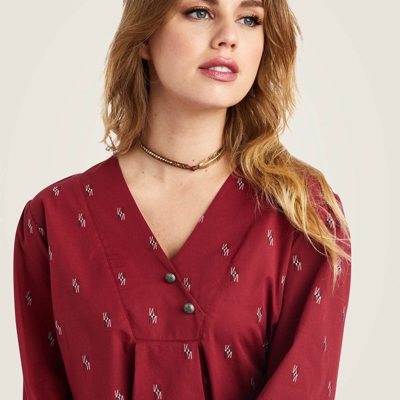 Chimayo Dobby Ariat Peasant Top Chimayo Blouse | 32GXSKHUC