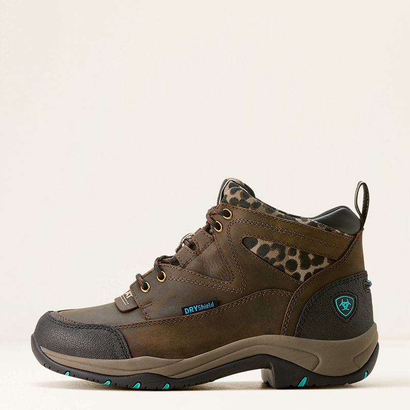 Chocolate/Camo Leopard Ariat Terrain Waterproof Boot | 97XWPEDTB