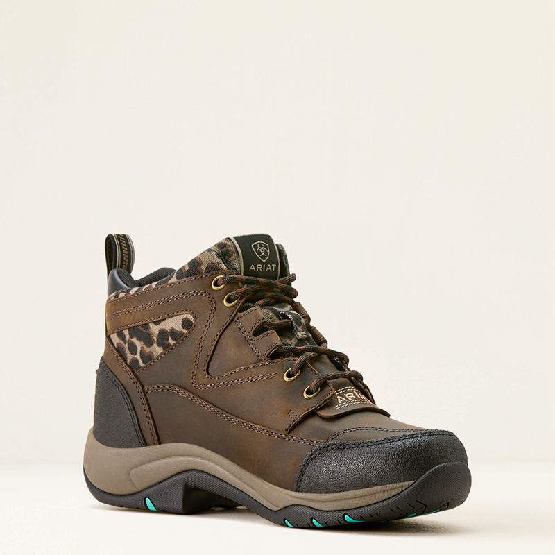 Chocolate/Camo Leopard Ariat Terrain Waterproof Boot | 97XWPEDTB