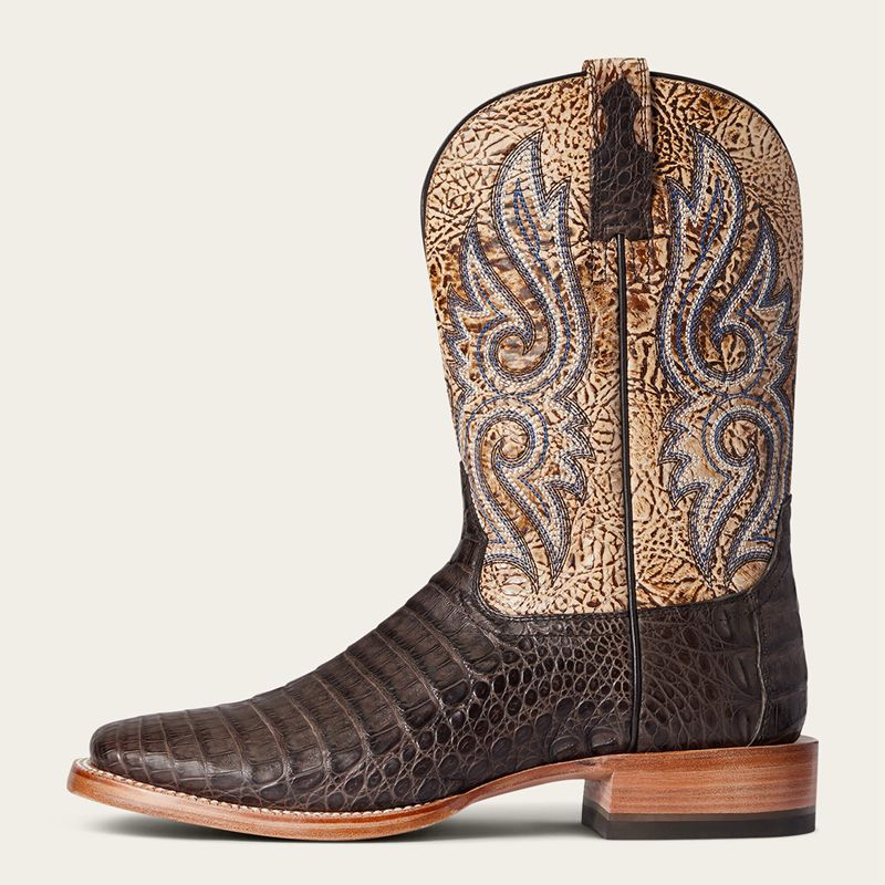 Chocolate Caiman Belly Ariat Relentless Denton Western Boot | 41BMFKTEG