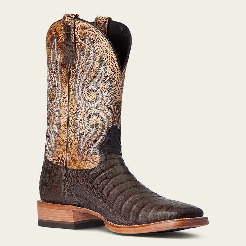 Chocolate Caiman Belly Ariat Relentless Denton Western Boot | 41BMFKTEG