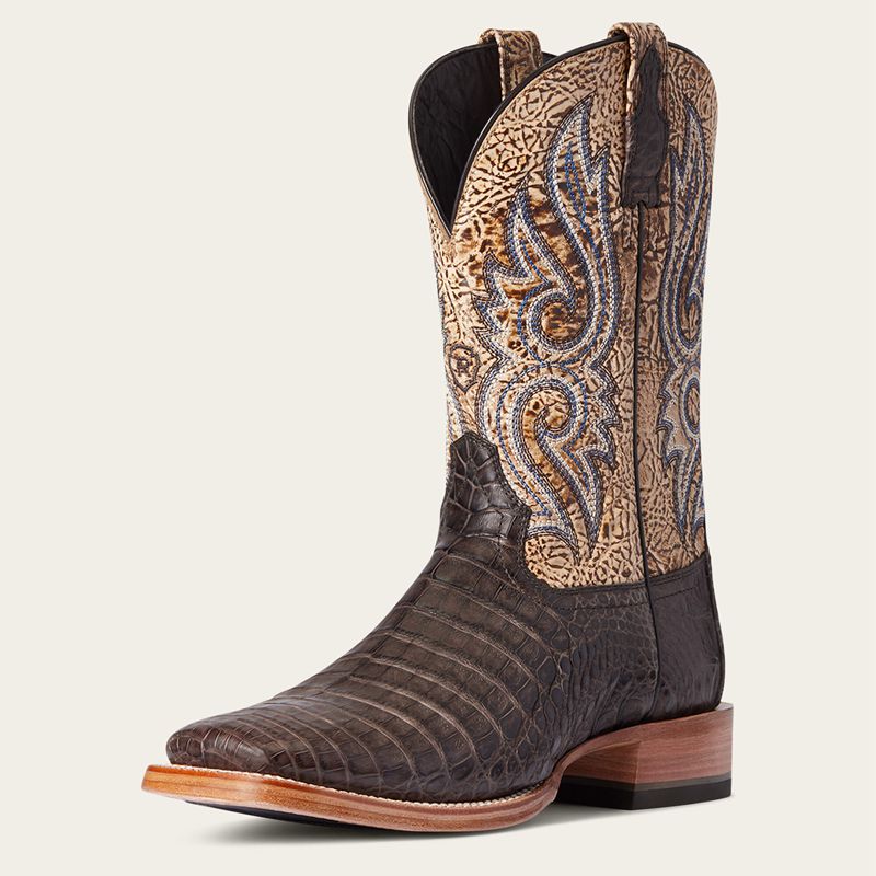 Chocolate Caiman Belly Ariat Relentless Denton Western Boot | 41BMFKTEG