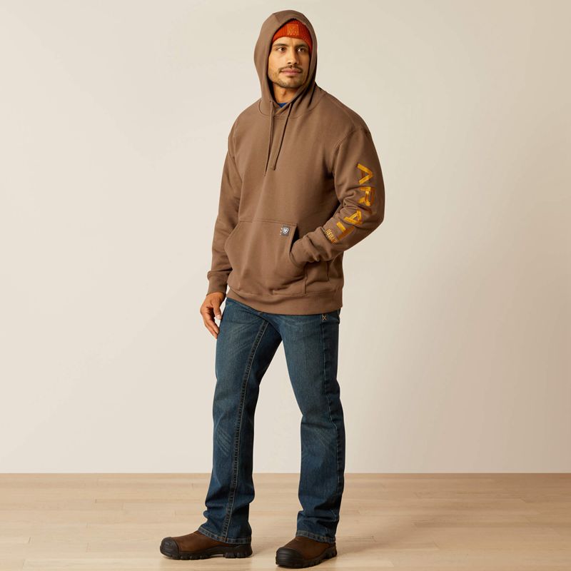 Chocolate Chip/Coffee Bean Ariat Rebar Graphic Hoodie | 57YIEBQSC