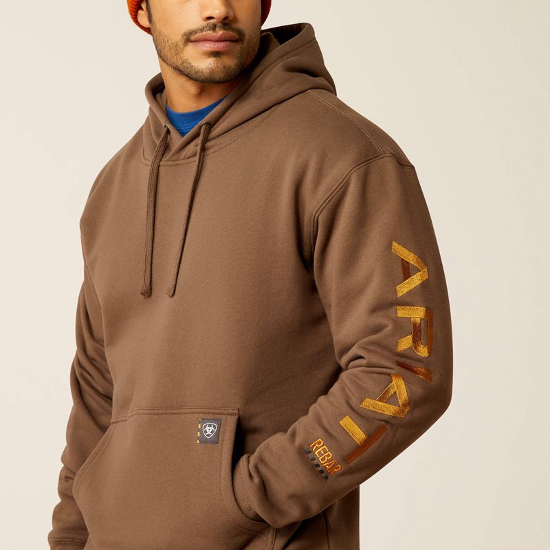 Chocolate Chip/Coffee Bean Ariat Rebar Graphic Hoodie | 57YIEBQSC