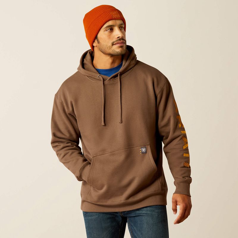 Chocolate Chip/Coffee Bean Ariat Rebar Graphic Hoodie | 57YIEBQSC