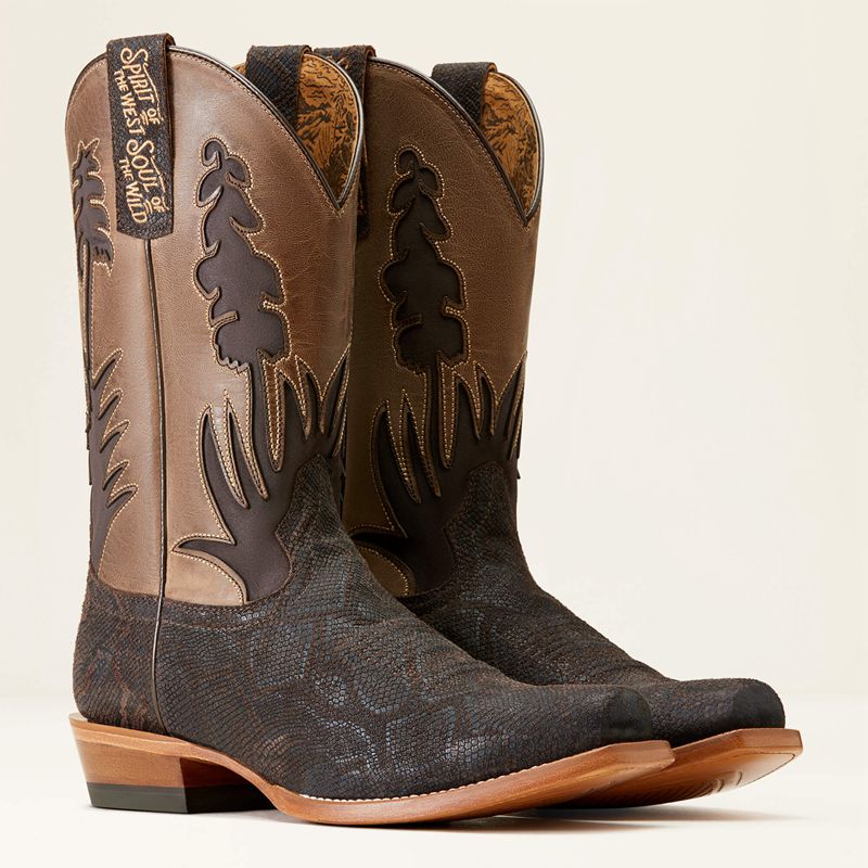 Chocolate Snake Print Ariat High Stepper Sendero Western Boot | 70JLXZKYM