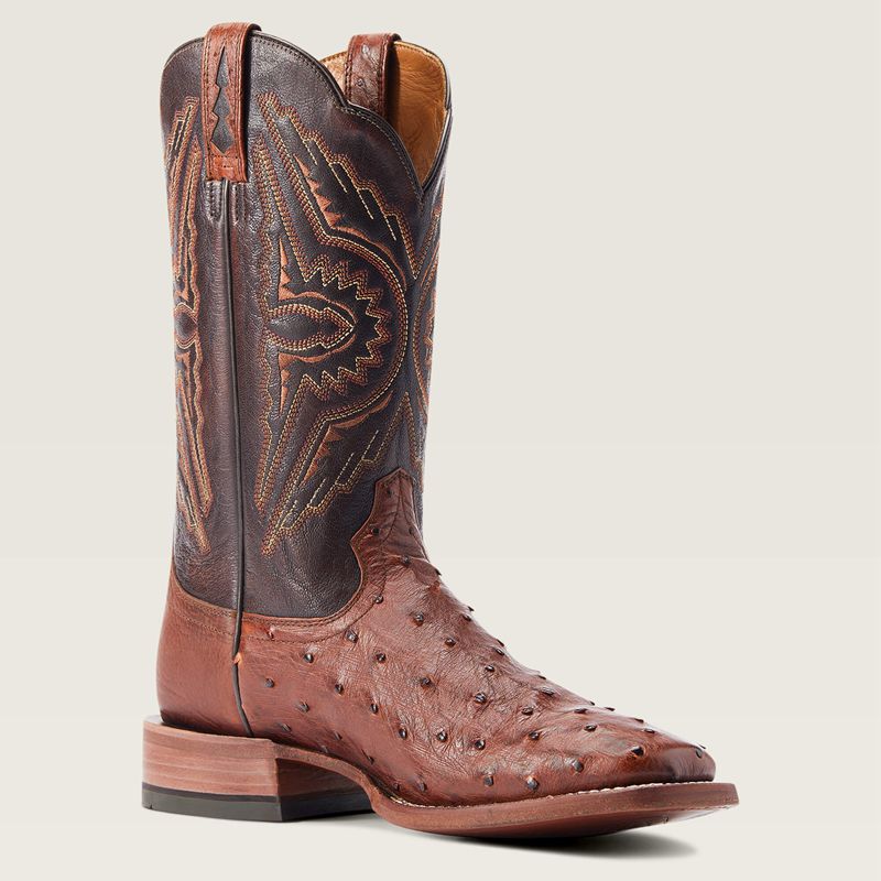 Cinnamon Full Quill Ostrich Ariat Broncy Western Boot | 46EXCLWDJ