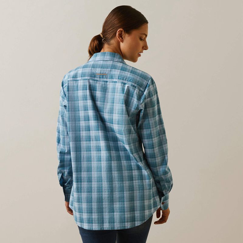 Clear Sky Plaid Ariat Rebar Made Tough Durastretch Work Shirt | 06SGJEATR