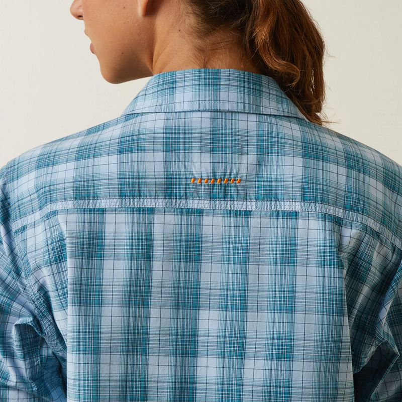 Clear Sky Plaid Ariat Rebar Made Tough Durastretch Work Shirt | 06SGJEATR