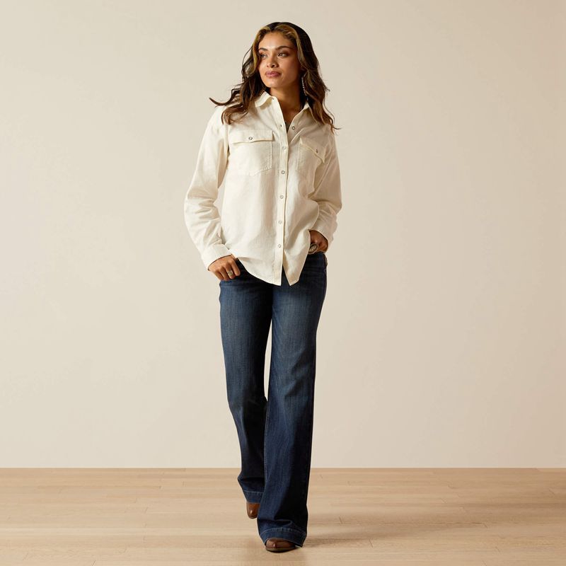 Cloud Dancer Ariat Wilkes Blouse Shirt | 58WOTGEBY