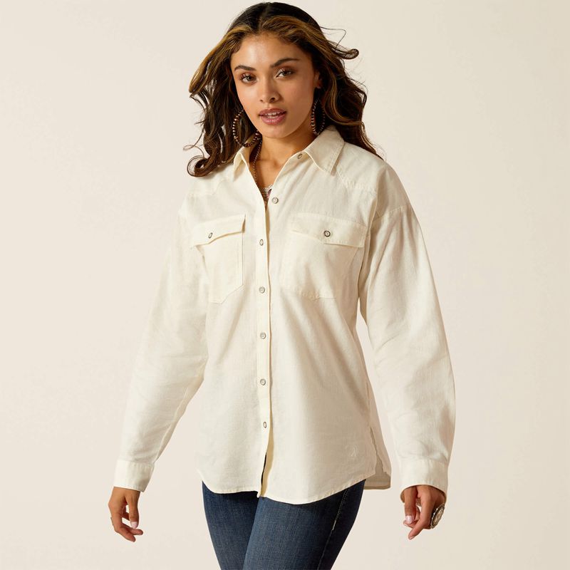 Cloud Dancer Ariat Wilkes Blouse Shirt | 58WOTGEBY